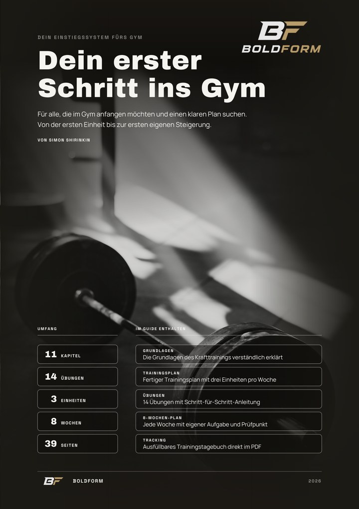 Titelseite des Guides Dein erster Schritt ins Gym